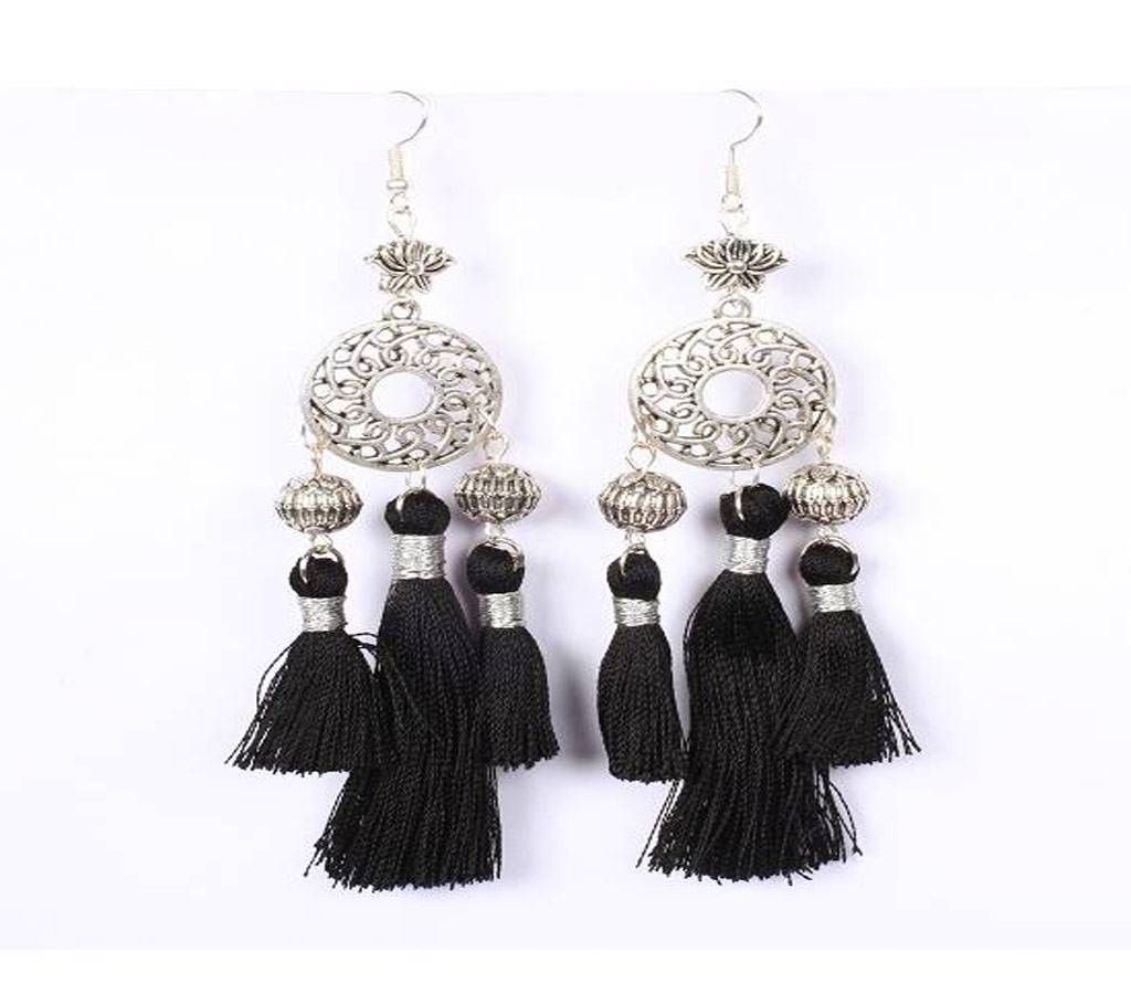Padma Black Tassel Earring