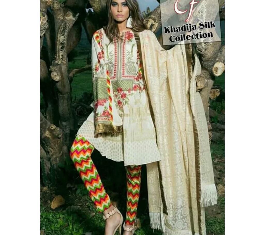 Khadija Unstitched Silk Two Piece Dress Copy
