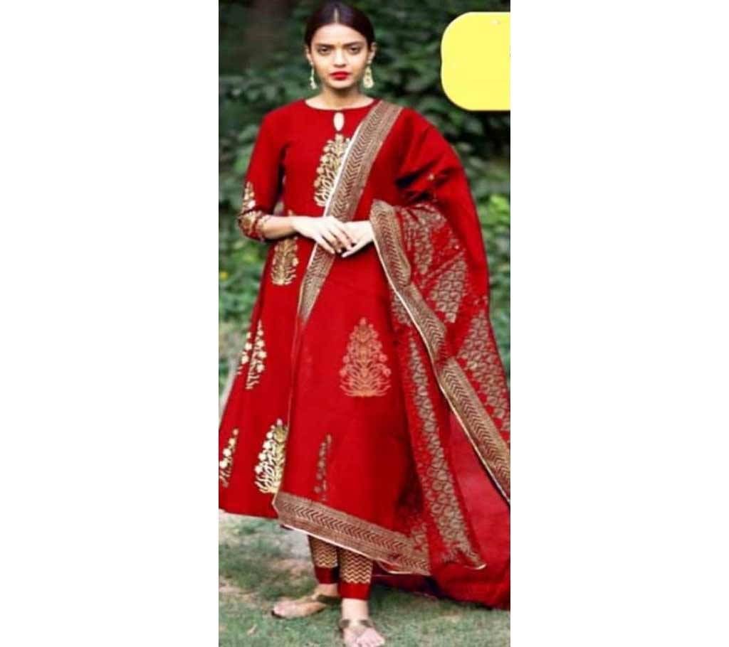 Unstiched skin printed Rajdhani voyal cotton  salwar kameez seblock-195