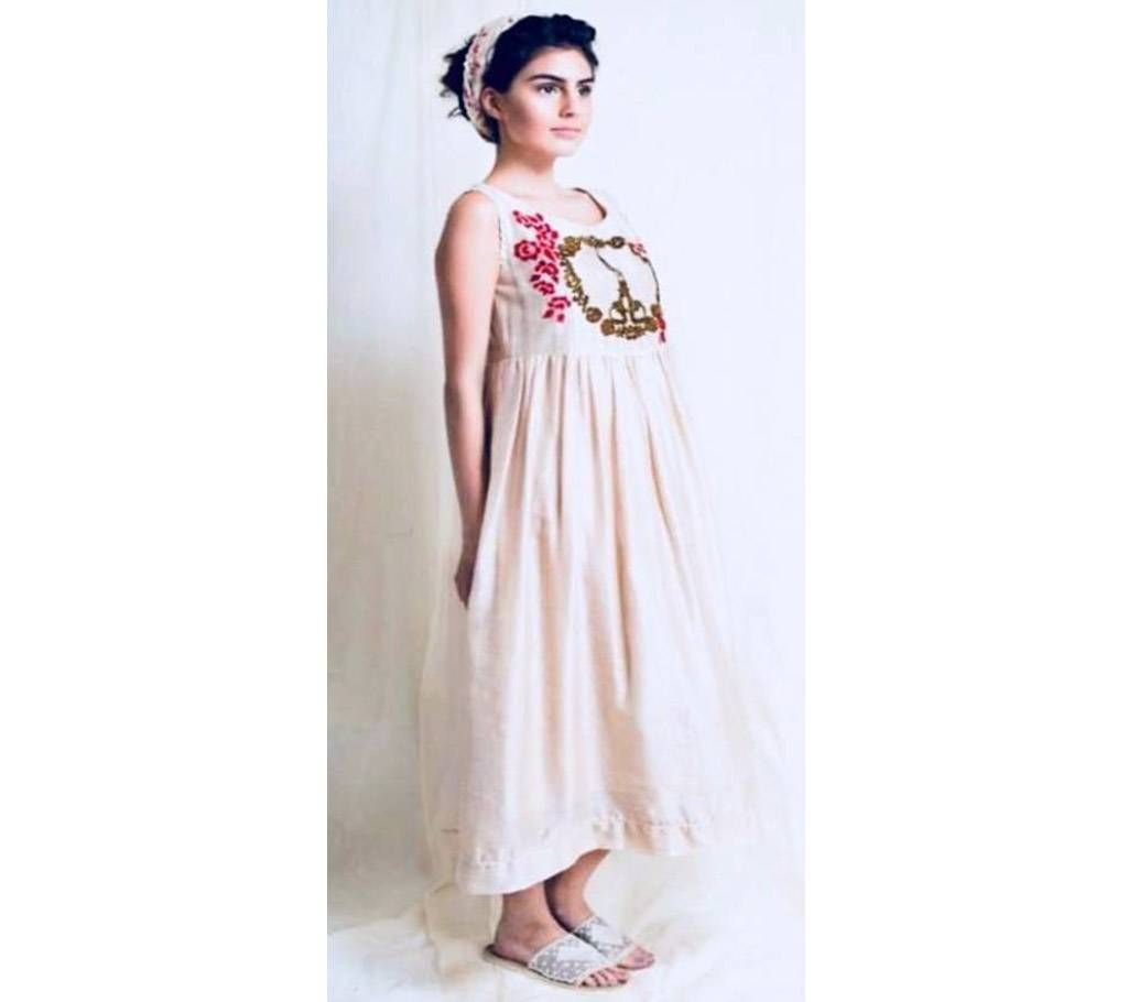 Unstitched Soft Georgette Embroidery Long Kurti