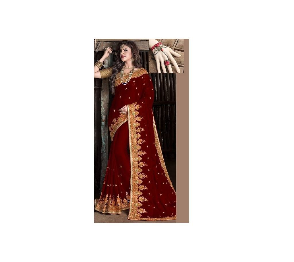weightless georgette saree with bracelet combo-02