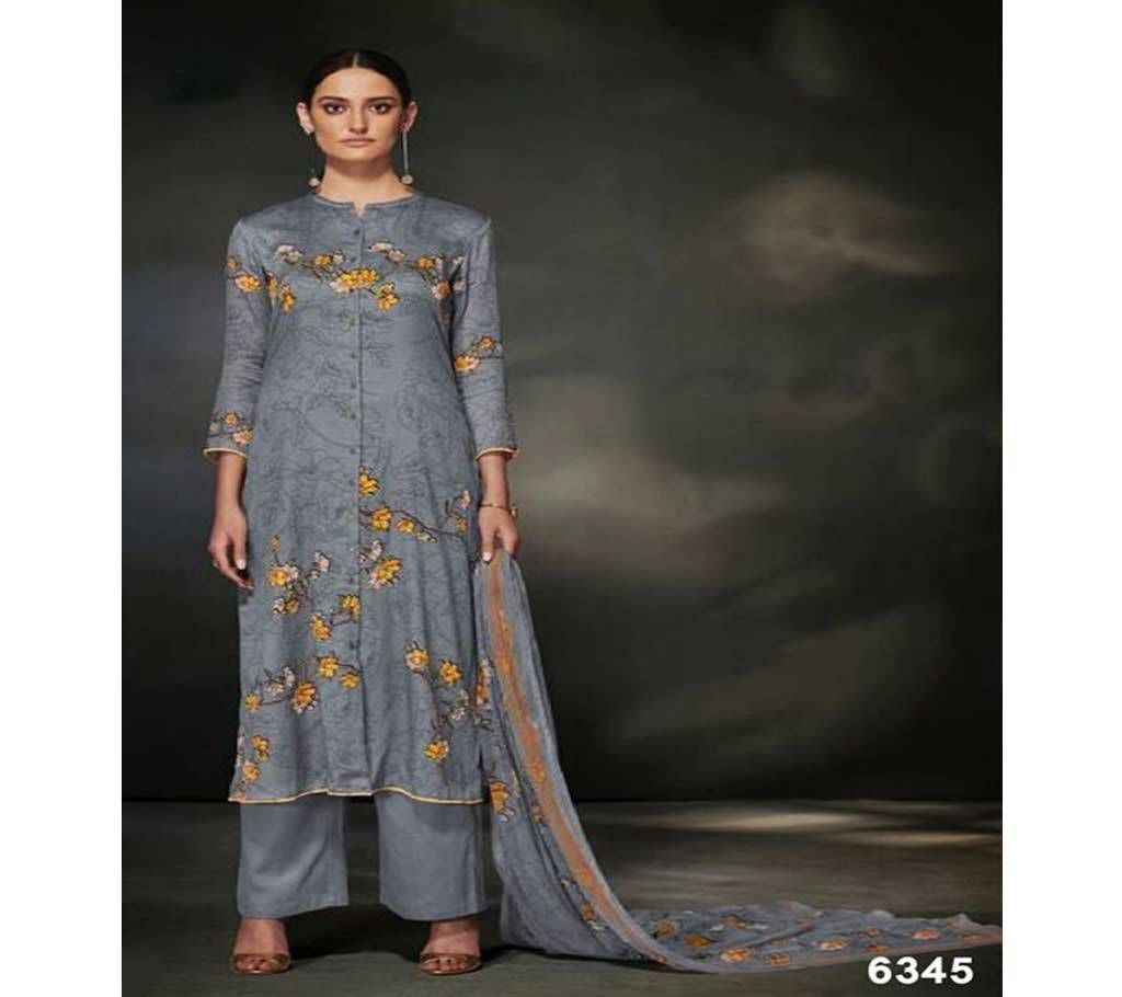 Ganga Garnet - 6345 Unstitched Cotton Silk Suit