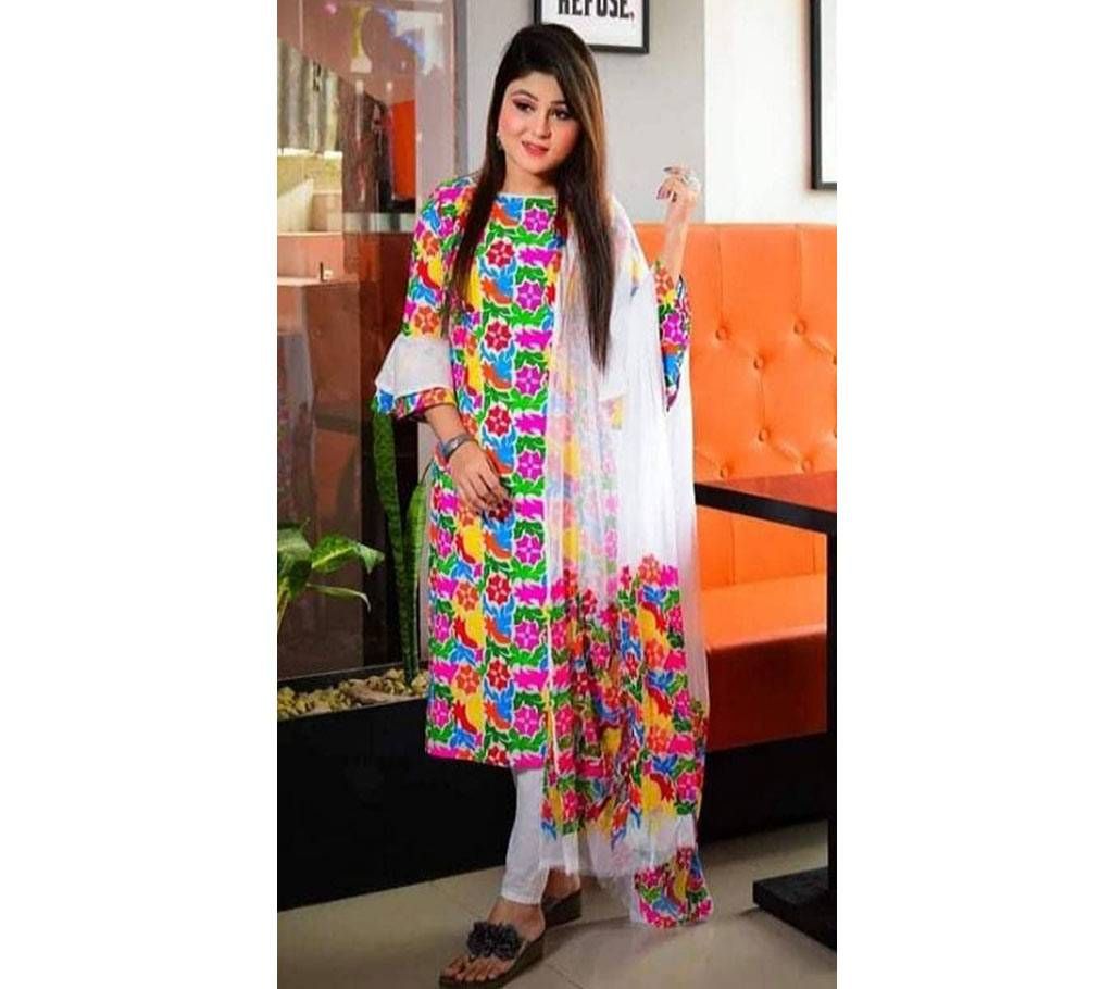 Screen Printed Unstitched Salwar Kameez for Women