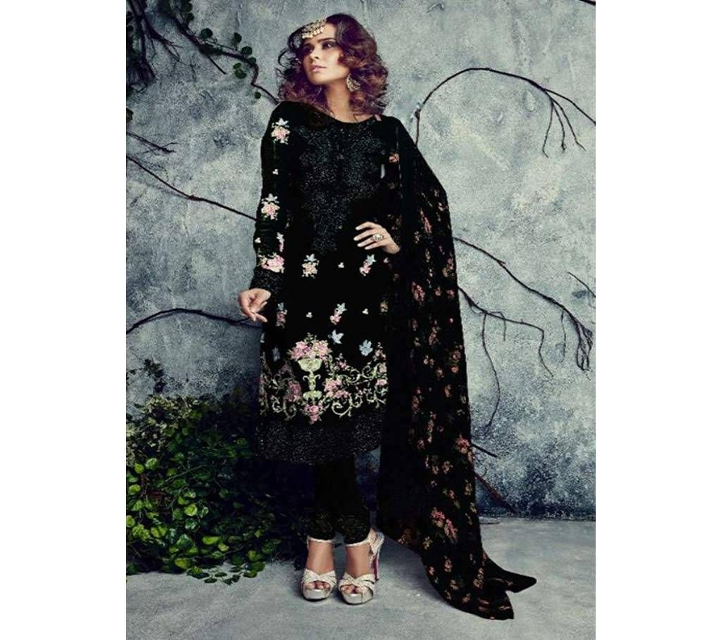 MUMTAZ HITS COLOUR BY SAJAWAT CREATION 4004 Black Color Semi Stitched GEORGETTE PARTY WEAR 