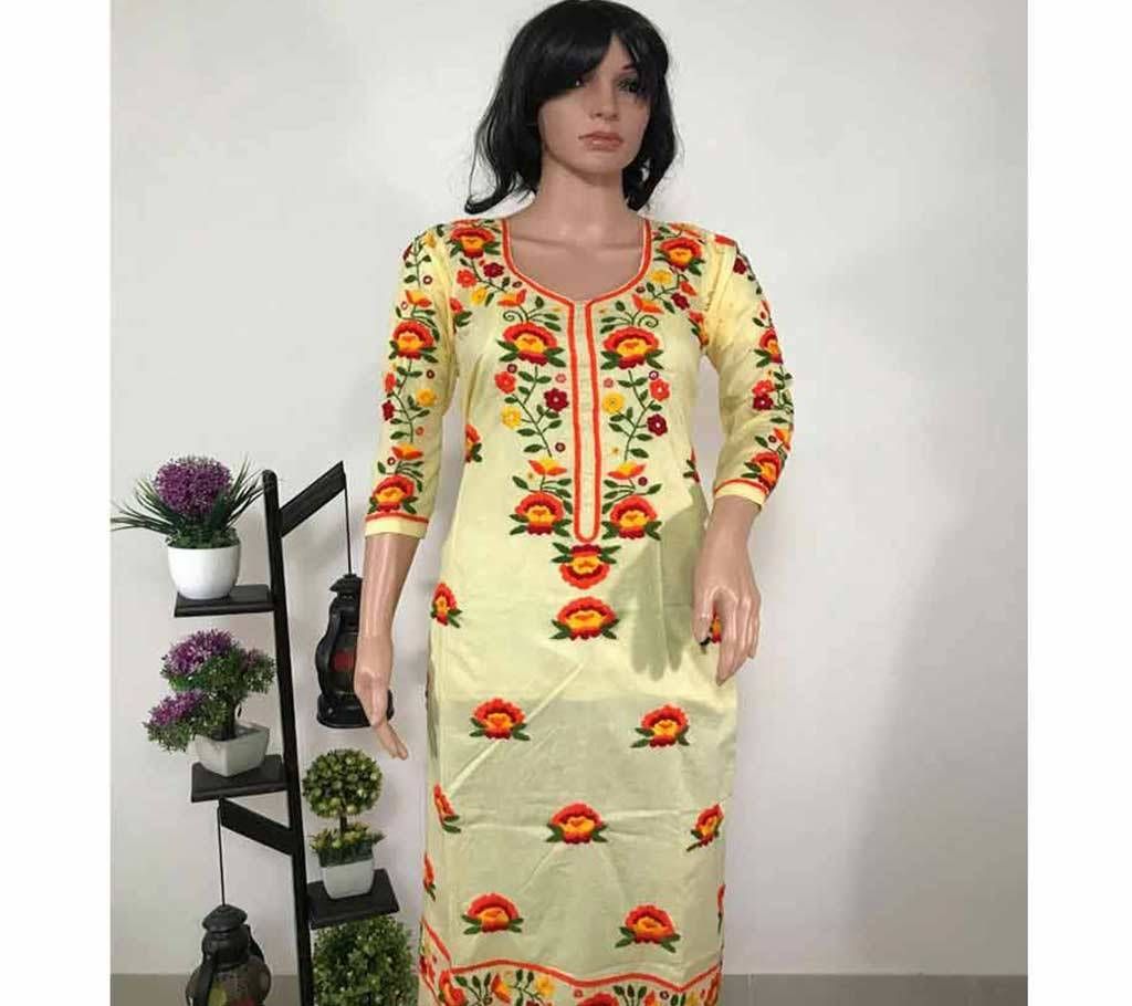 Unstitched Hand Work Kurti Kamiz Single Piece 
