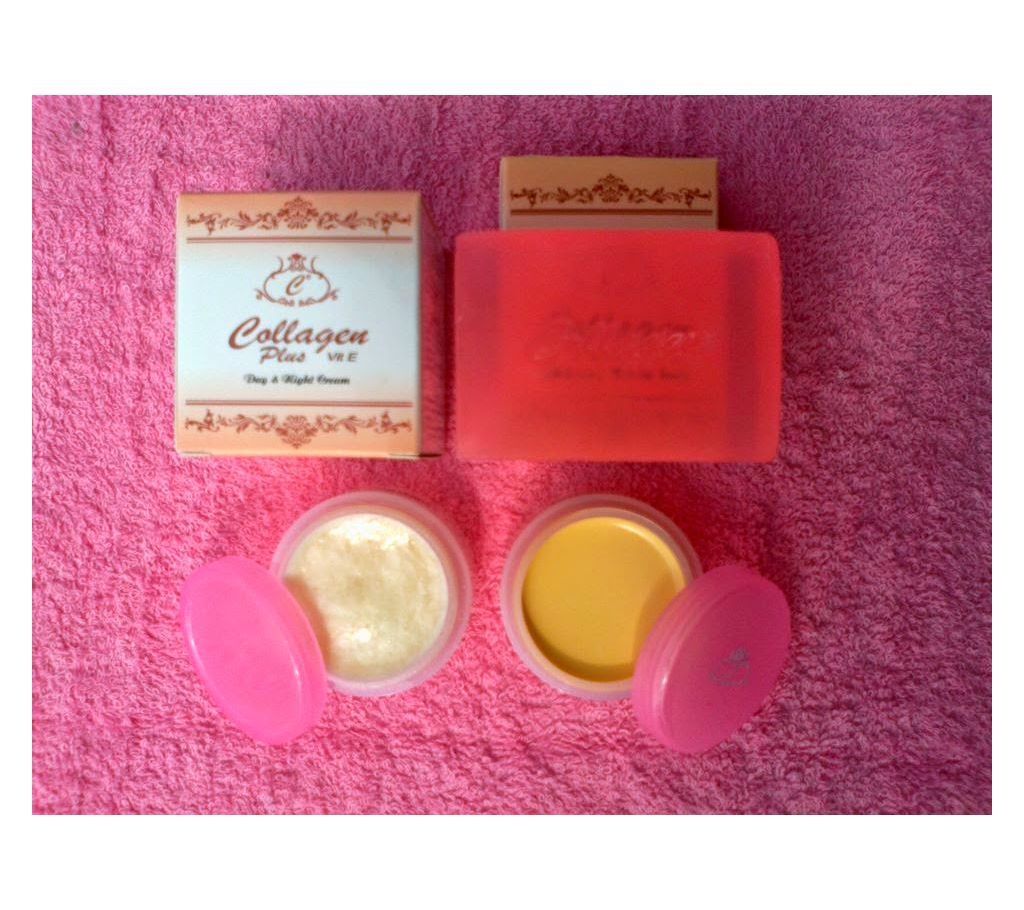 Collagen Plus Whitening Vit E Day Cream, Night Cream, Soap Full Set