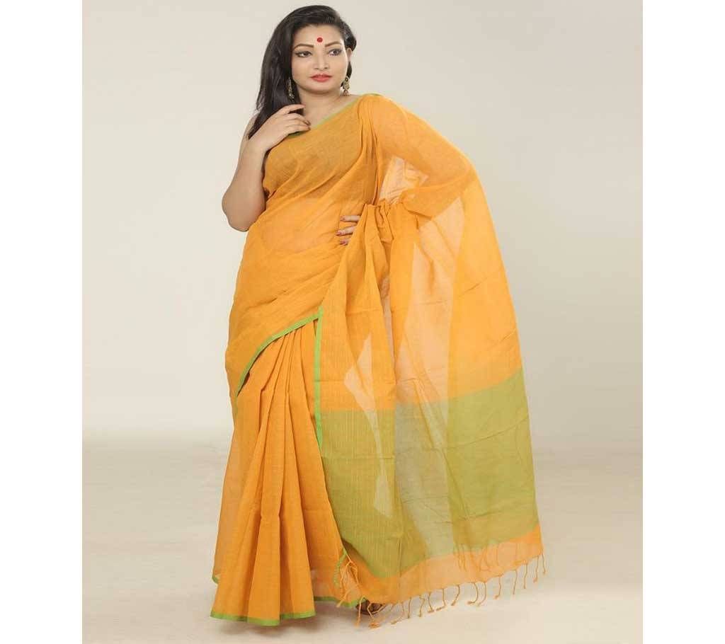 Mustard color handloom cotton Saree