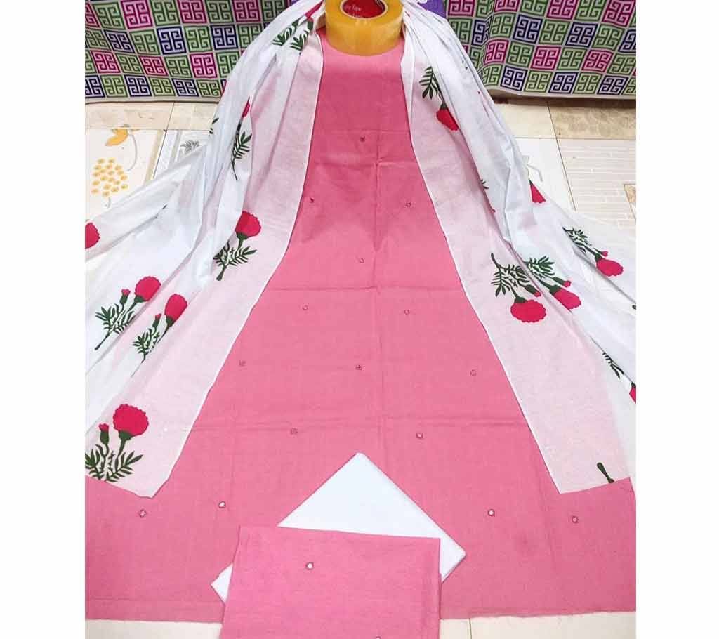 Deshi Cotton Unstitched Screen Printed 3Pcs - C77 - MHG