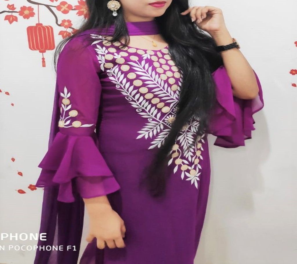 Unstitched Embroidery Georgette 3pcs - UG007 - GDV