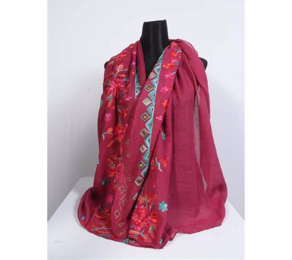 Majenta Cotton Embroidery Hijab