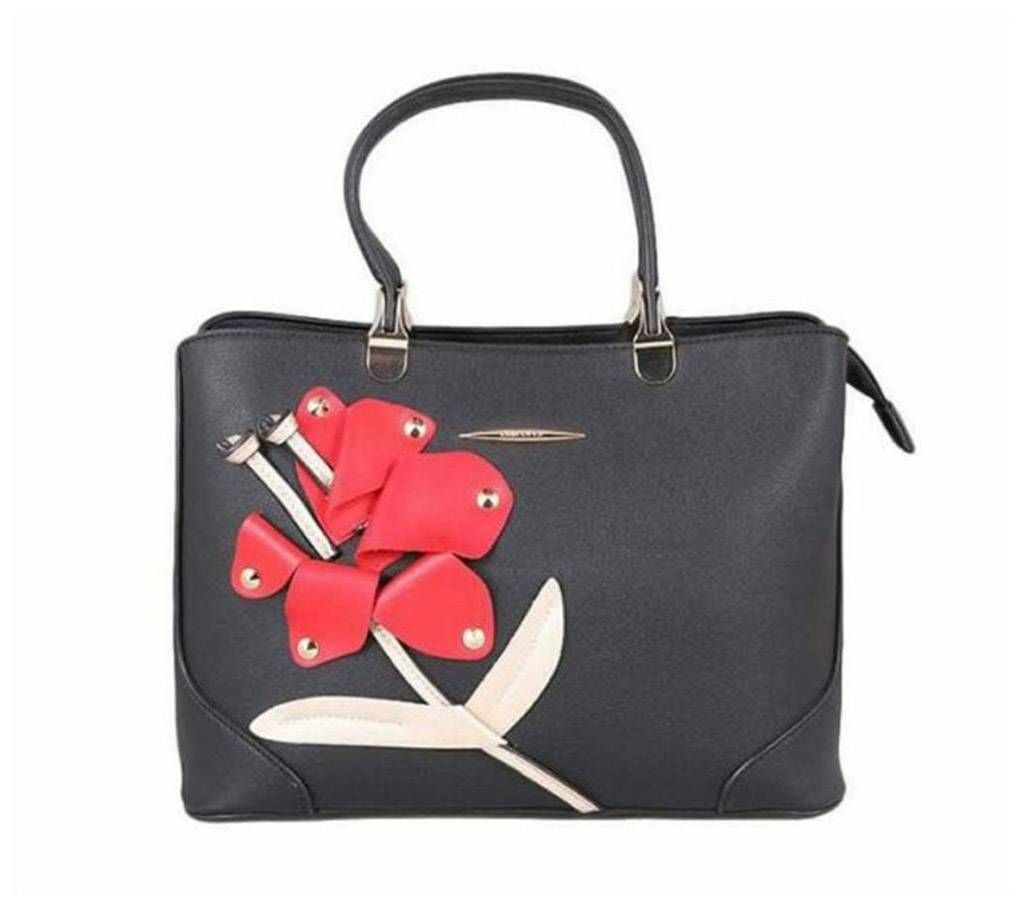 Black and Red Artificial Leather Handbag