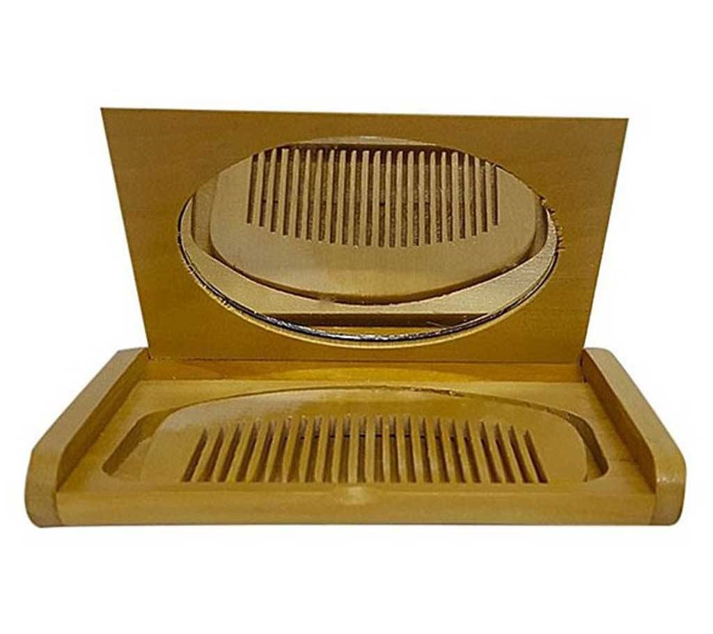 Fancy Wooden Pocket Mirror for women  with comb