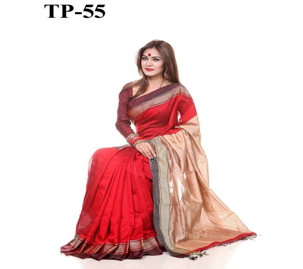 Red and Golden Cotton & Silk Saree 