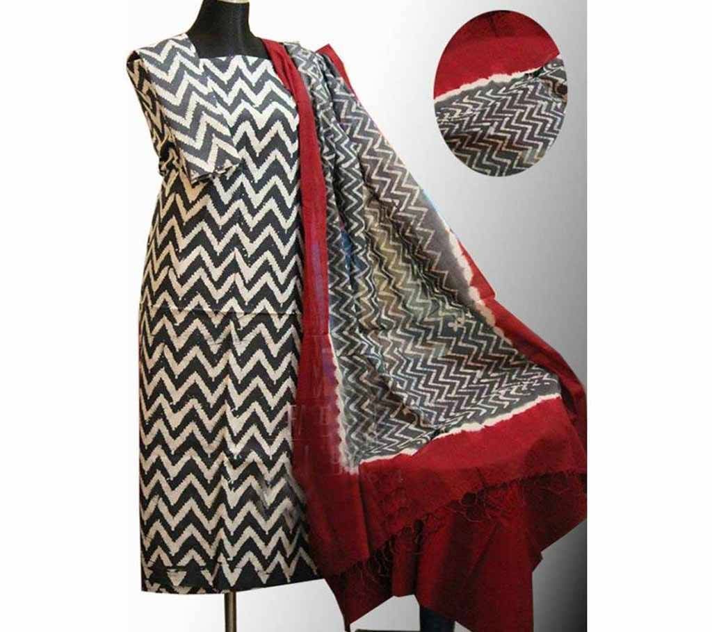 Unstitched Batik Tai-Dai Cotton Three-Piece