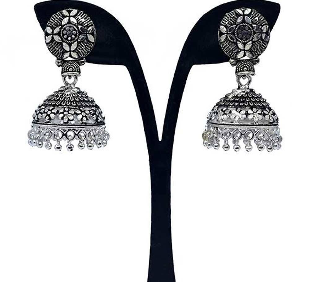 Indian Silver and Black Earring for Women