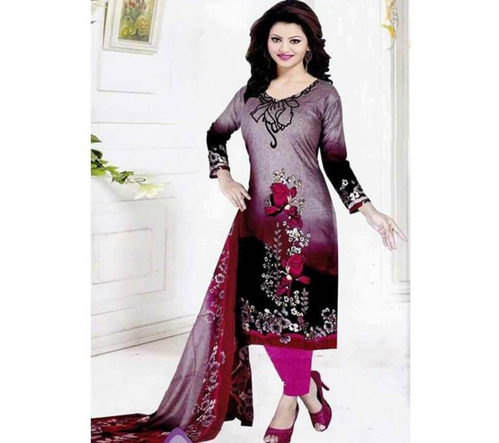 Unstitched Long Cotton Salwar Kameez - Copy