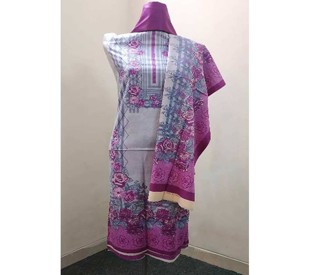 Purple rose-bombay lown Unstitched Cotton Three Piece