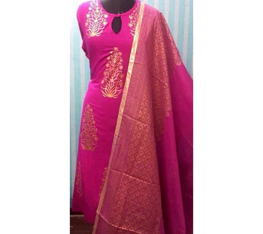 Unstiched skin printed Rajdhani voyal cotton  salwar kameez seblock-196