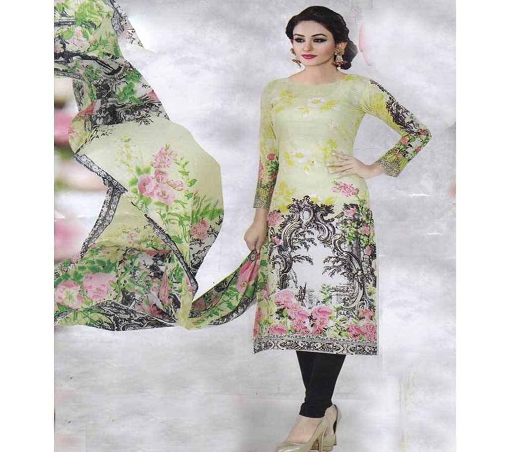 Unstitched Digital Printed Cotton Lawn Three piece 