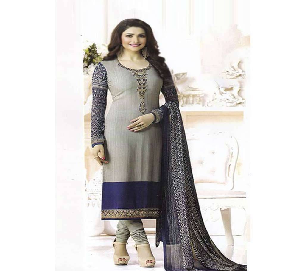 Unstitched Grey Cotton Shalwar Kameez For Women