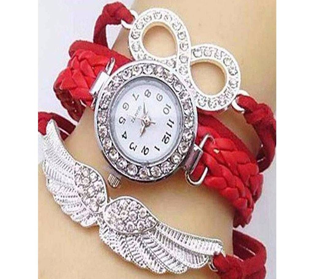 LADIES BRACELET WATCH-RED & WHITE