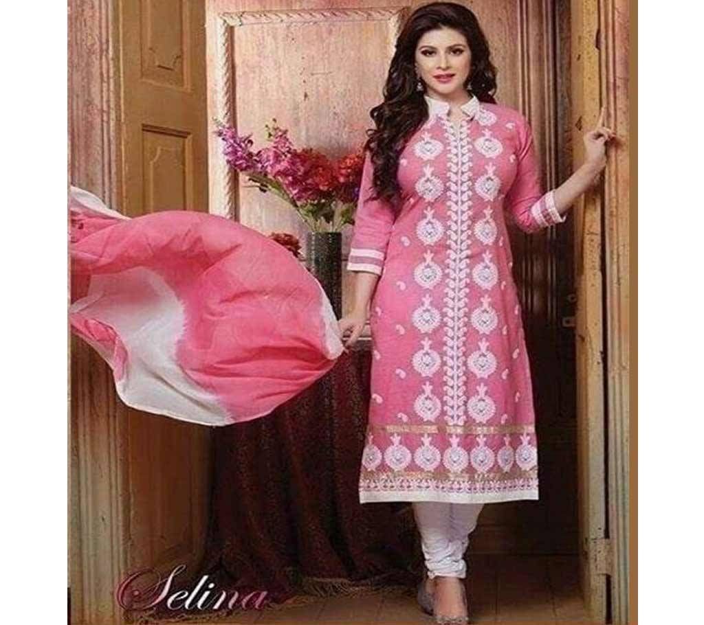 Unstitched block printed Rajdhani voyel cotton Salwar Kameez St block-341