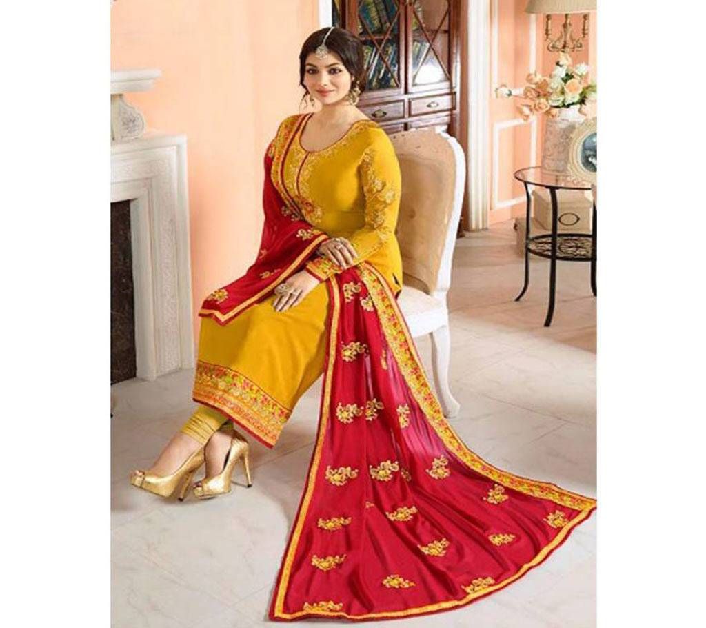 Unsitched Georgette Embroidery Party Three Piece - Copy