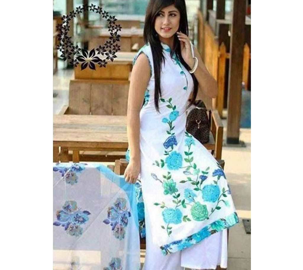 Unstitched block printed Rajdhani voyel cotton Salwar Kameez stblock-262