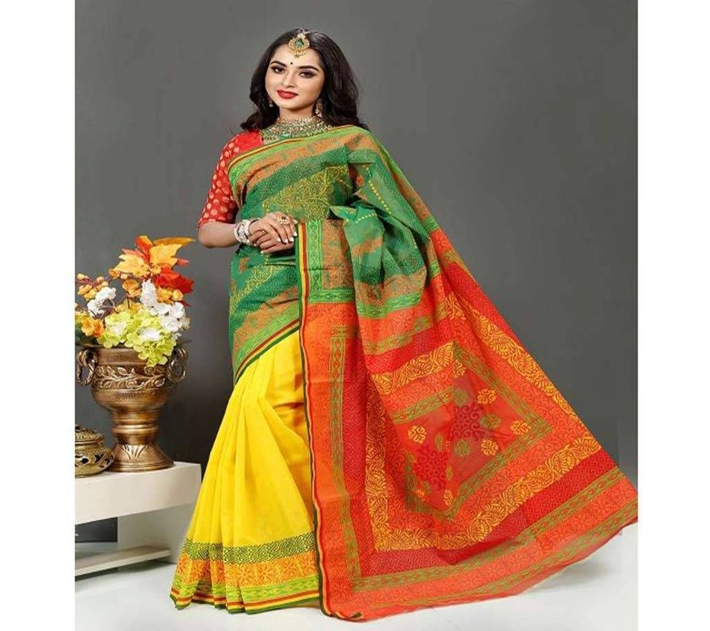 Boishakhi silk with hand block saree