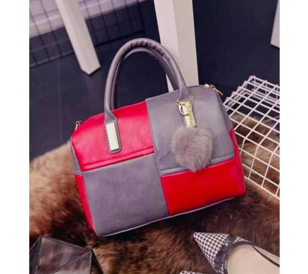 Women tote handbag sidebag 1832 Grey & Red