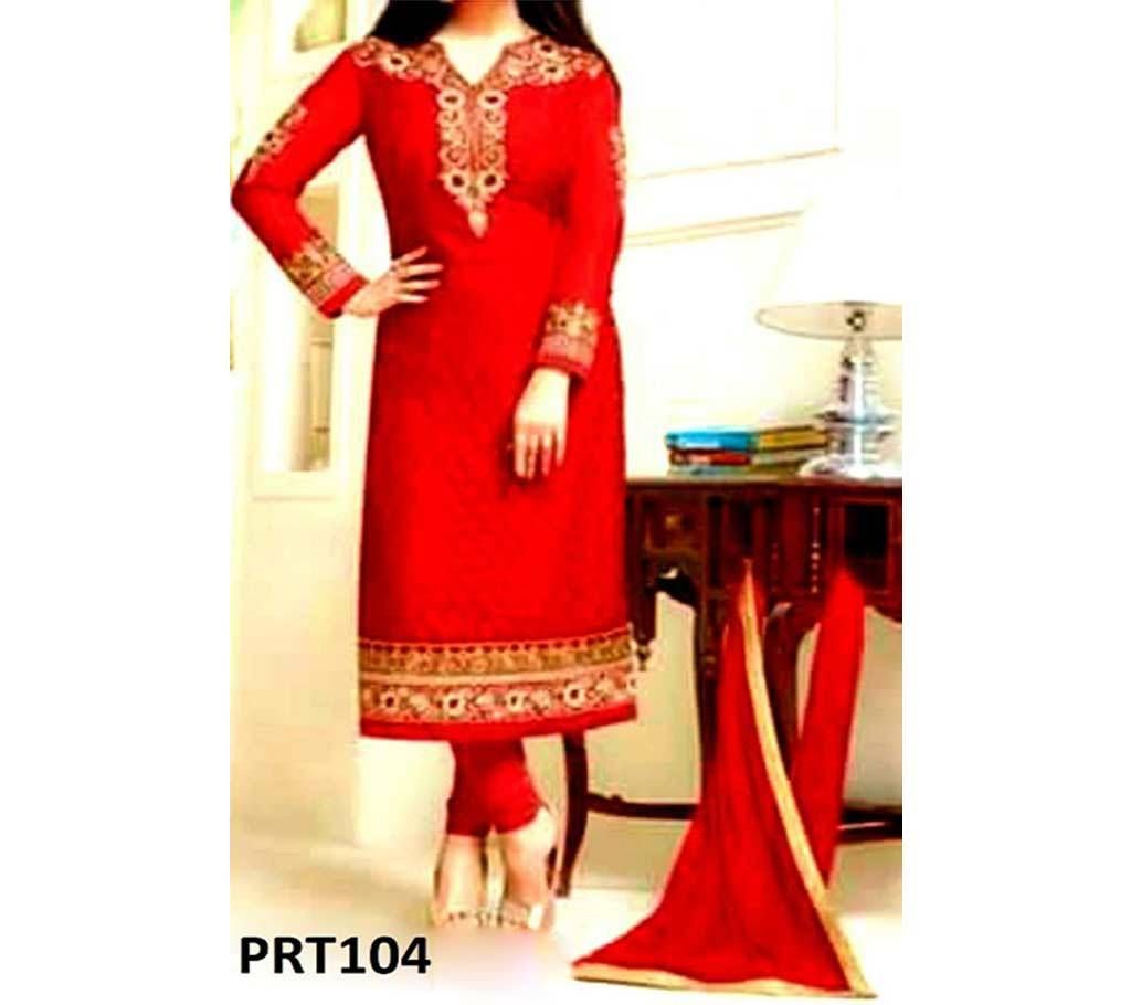 Unstitched Cotton Block Three Piece