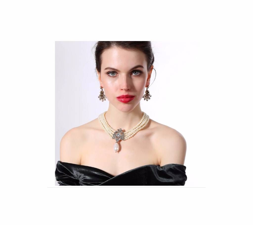 Beads Chain Women Simulated Pearls Necklace