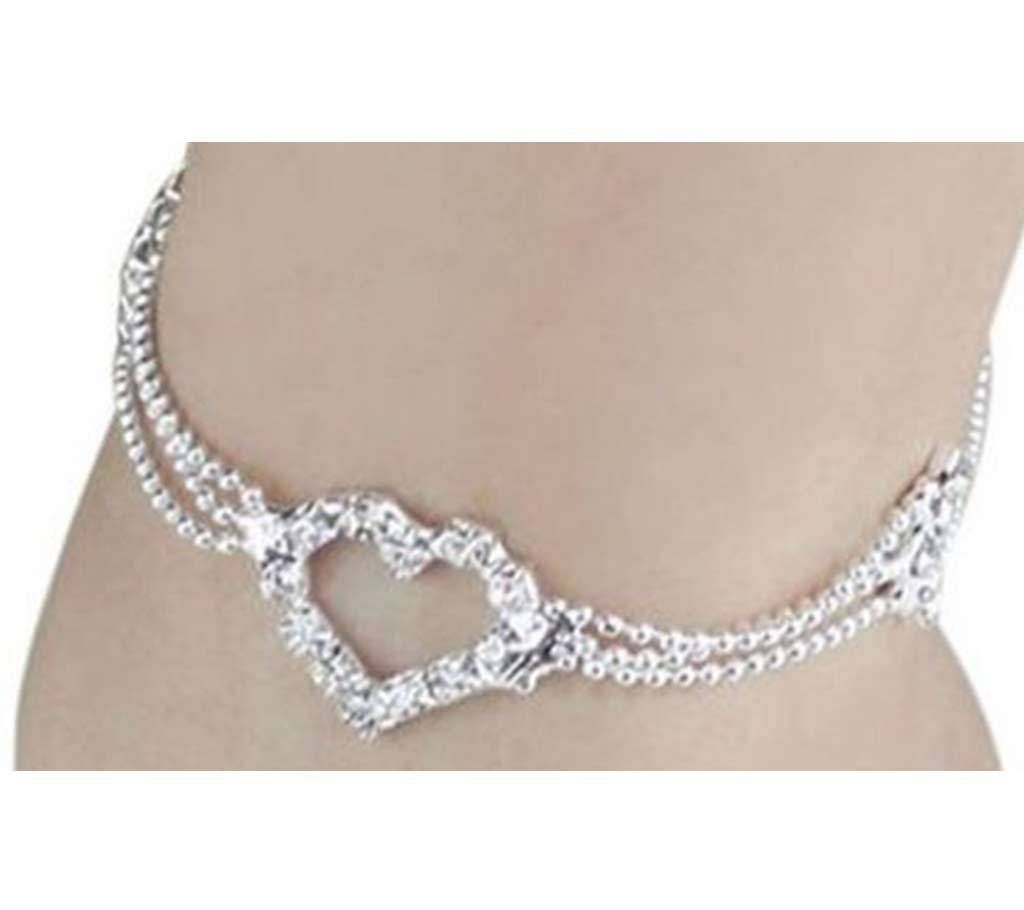 Heart Shape Women Three Leyar Anklet