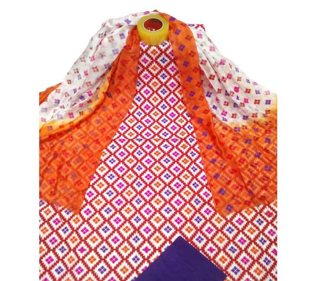 Unstitched skin printed cotton salwar kameez st-1025