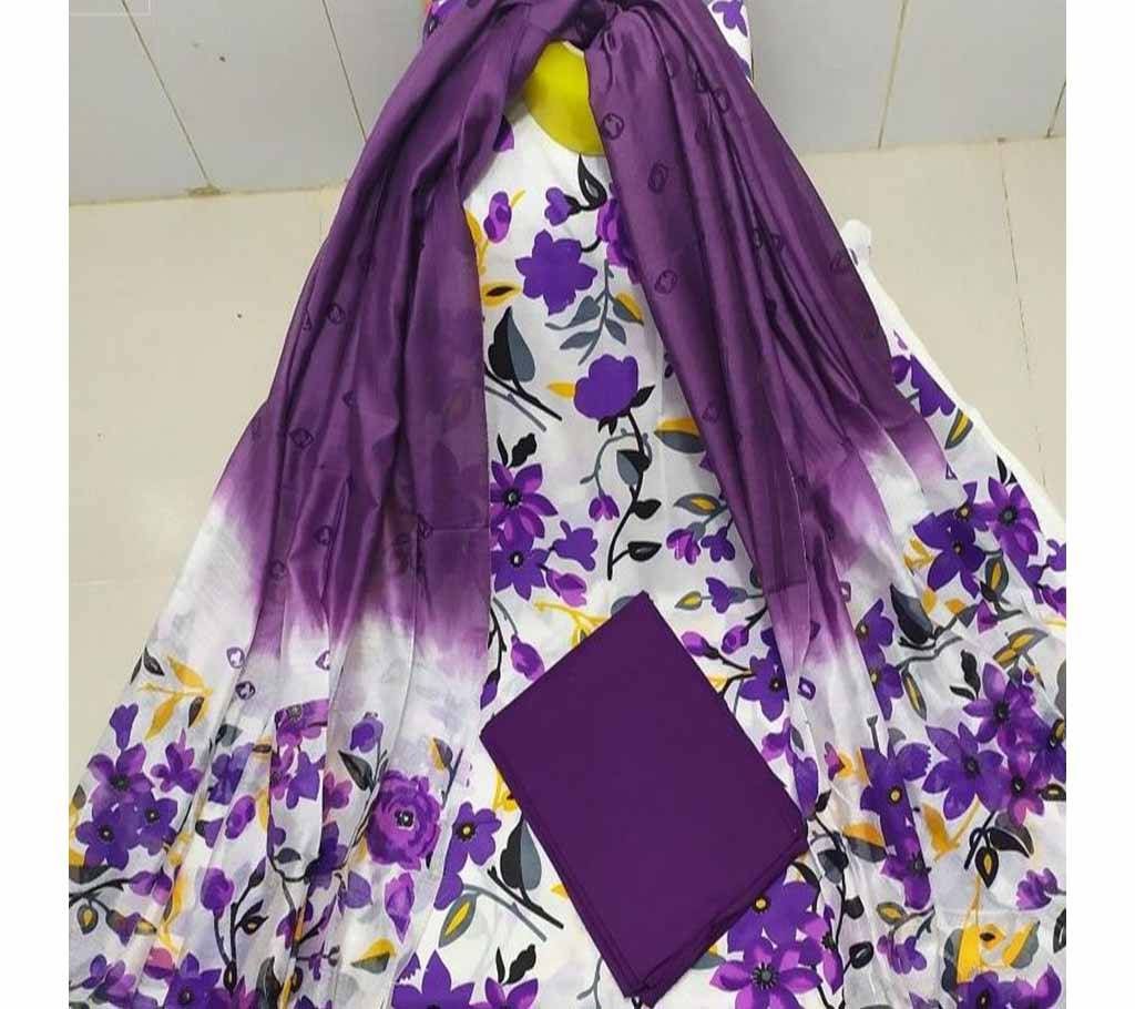 Unstitched Regular Print Design Cotton Three Piece 