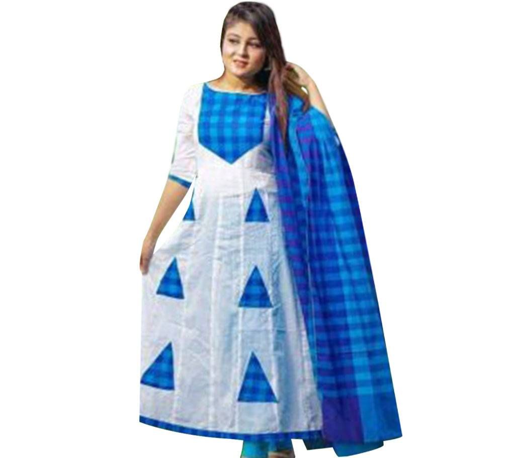 Semi Stitched Cotton Dollar Work Three-Piece