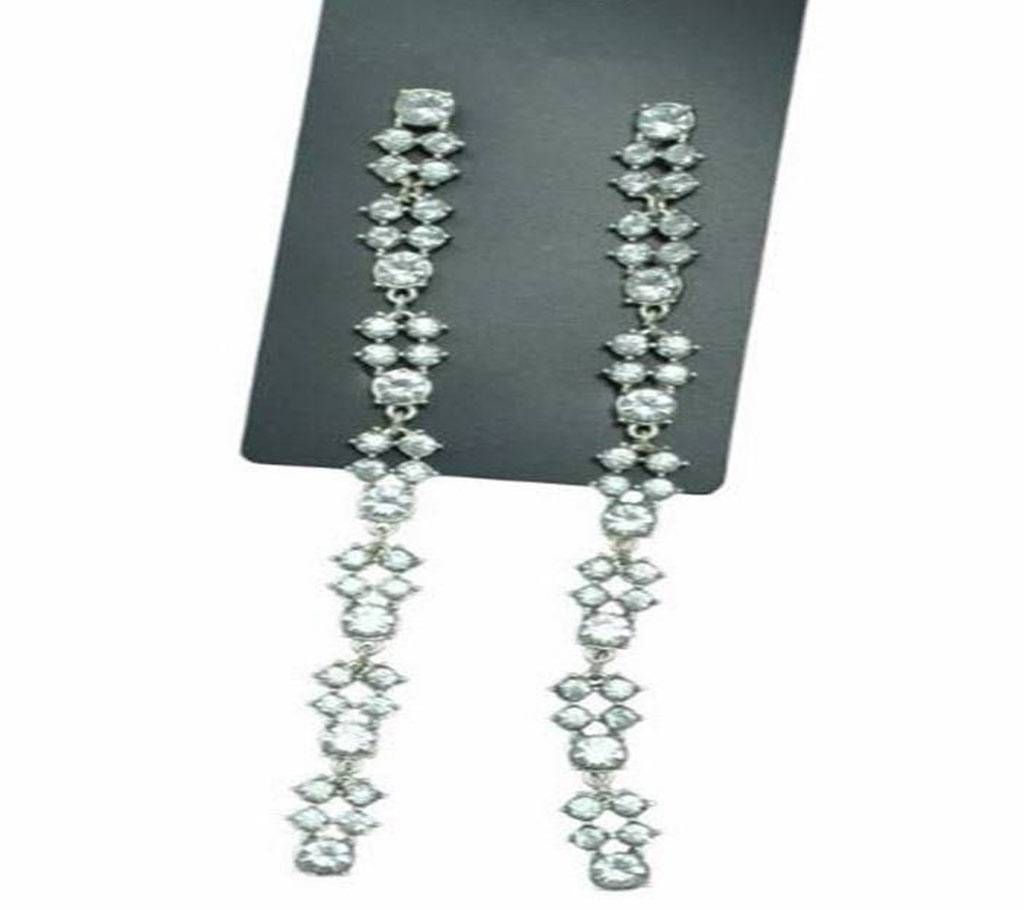 Crystal 12 cm silver hollow long stud Earrings