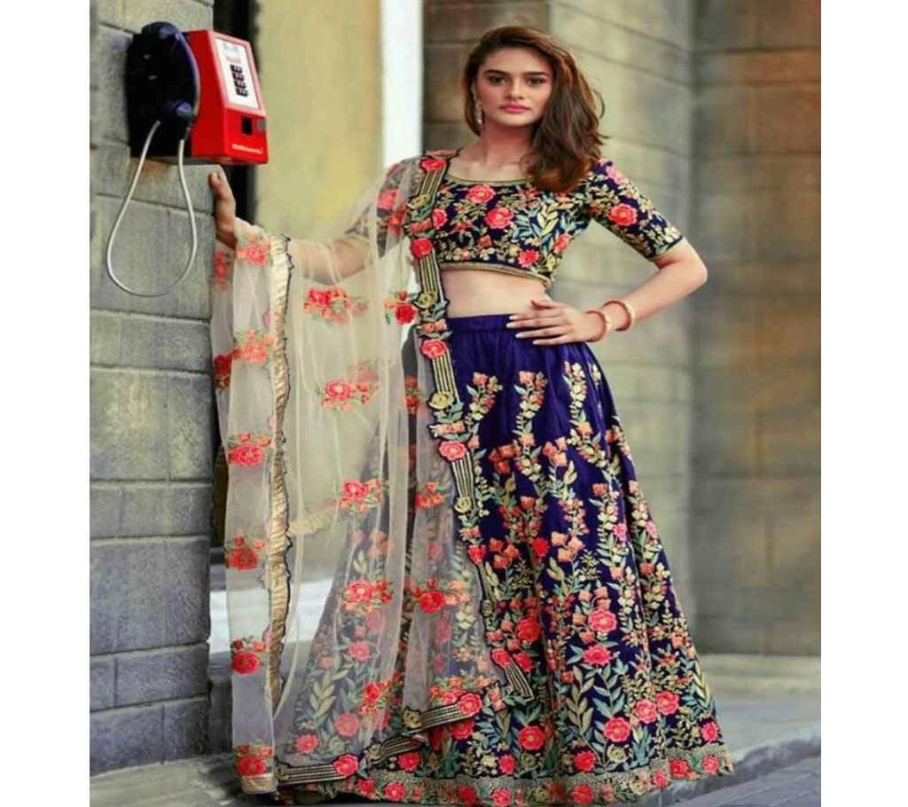 Indian Semistitched Dhupian Chosa Embroidery  Lehanga For women