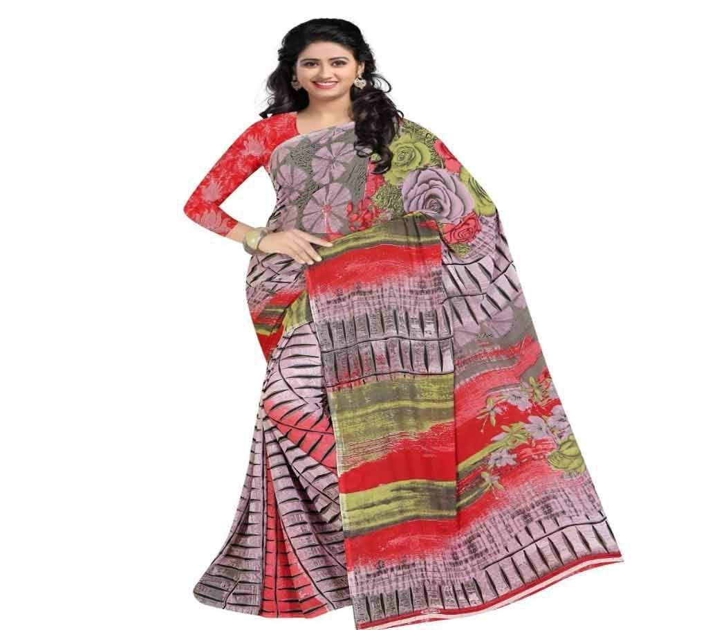 Indian Light Pink And Red Silk Printed saree For women (Copy)