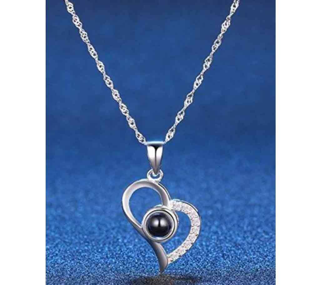 100 Languages I Love You Projection Heart Shaped Pendant Necklace