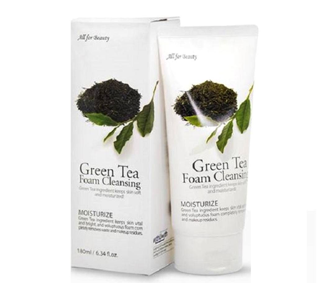 ALL FOR BEAUTY GREEN TEA FOAM CLEANSING FACE WASH-180ml-Korea   