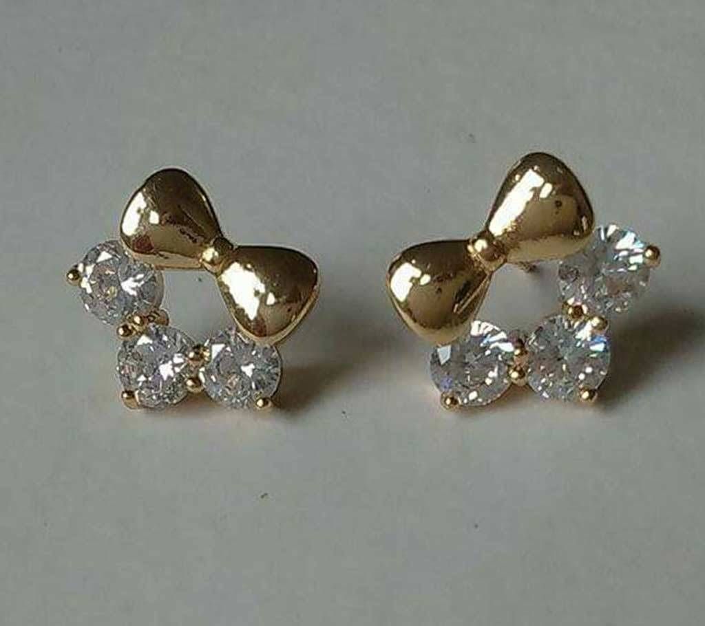 Artificial pearl and stone setting ear ring
