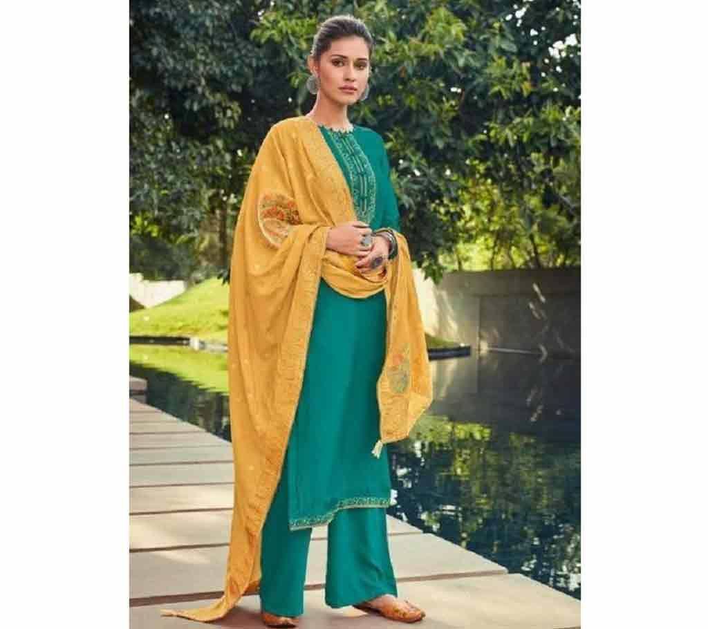  Unstitched Muslin Silk with embroidery salwar kameez for women 