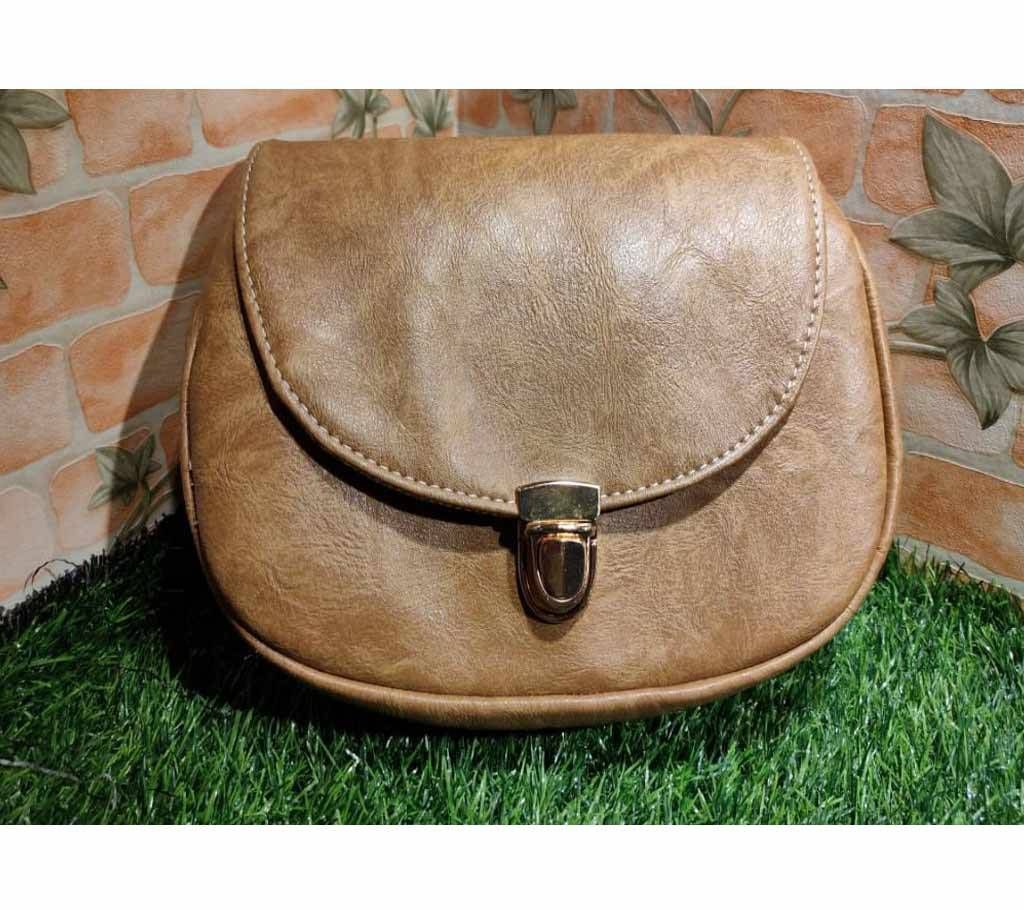 Biscuit Color PU Leather Crossbody Saddle Bag