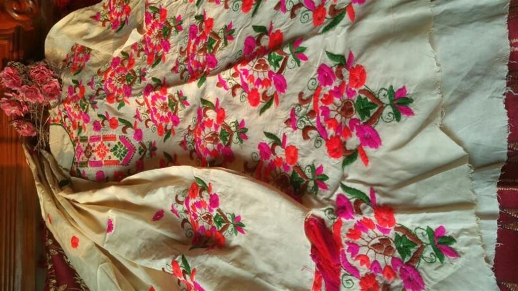 Unstitched Hand work cotton two pieces