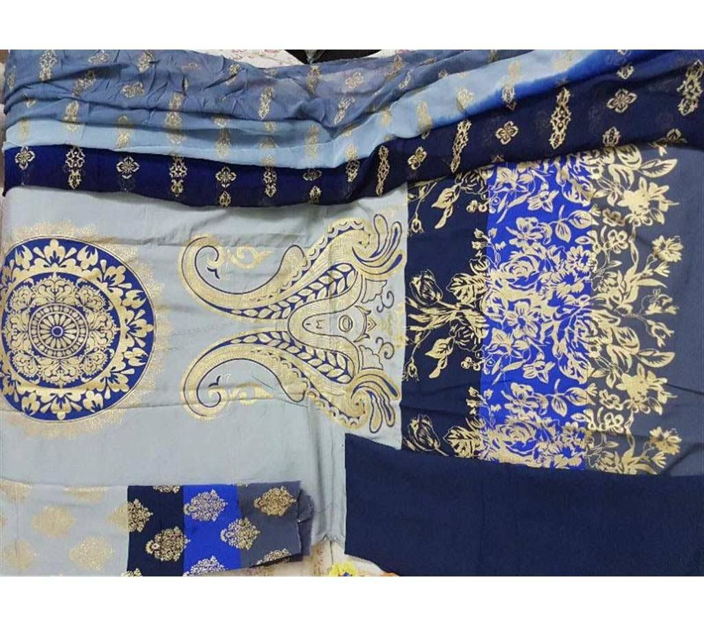 Exclusive Designer Linen Screenprint 3pc