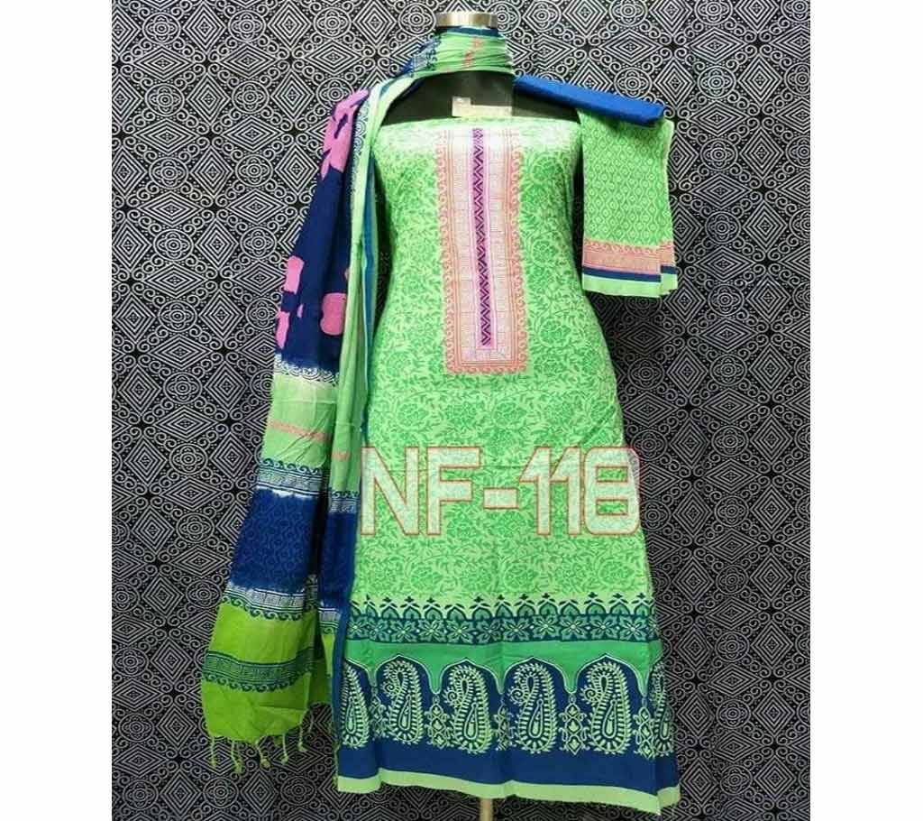 Unstitched Cotton Block Printed Salwar Kameez 