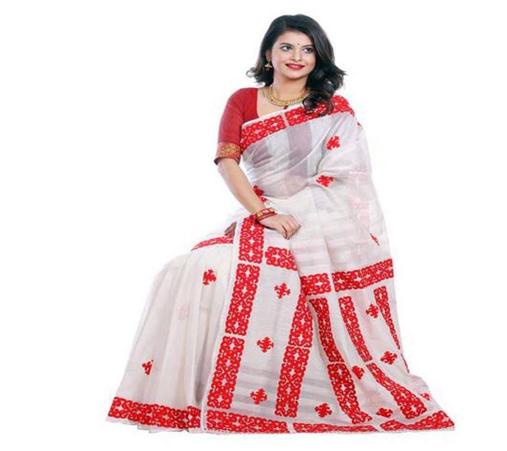 Pure Andy silk Hand embroidery & cutwork Sharee
