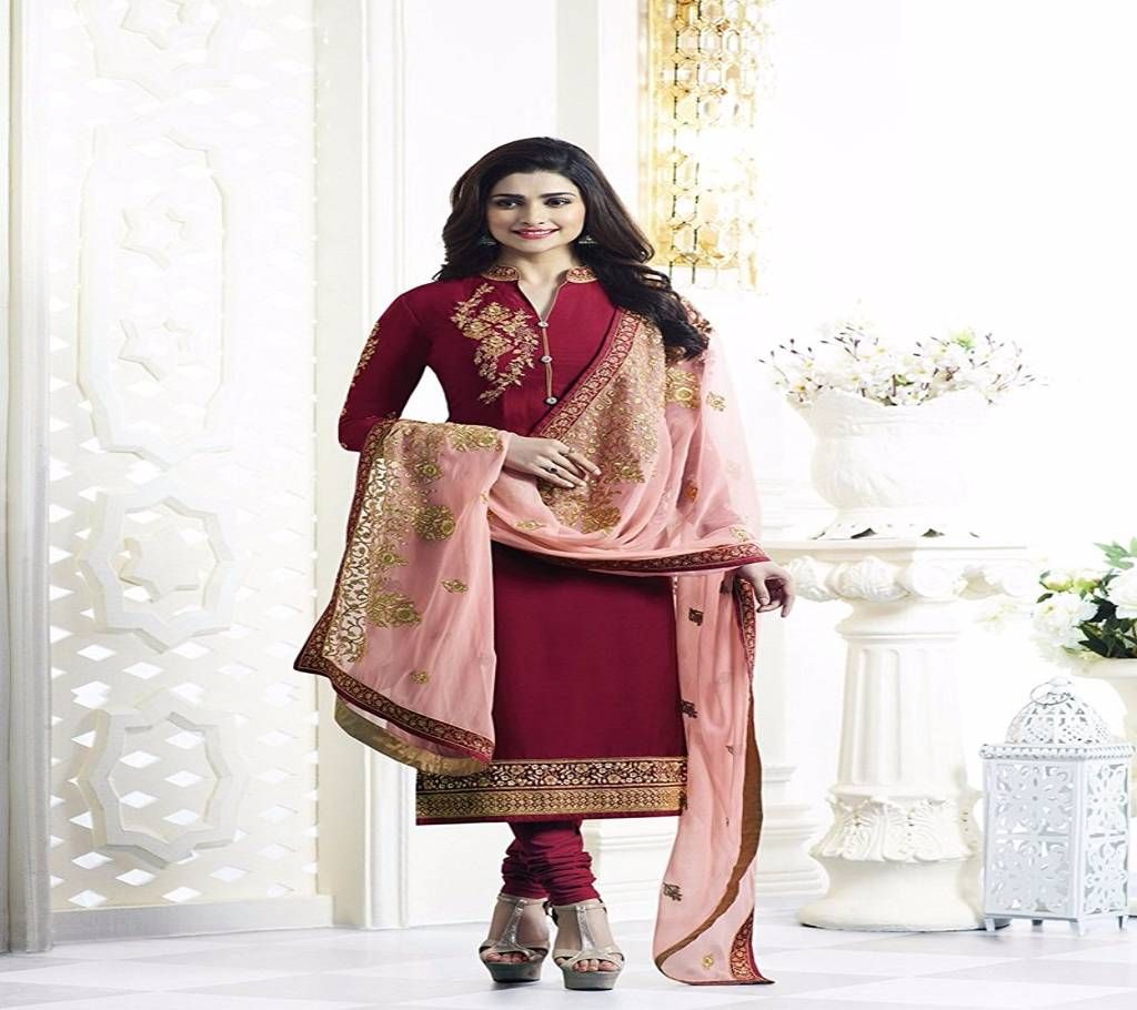 Maroon Embroidered Designer Straight Party wear Sa