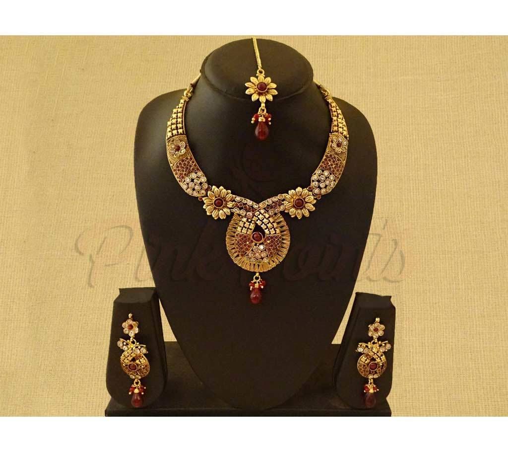CROSS KNOT ANTIQUE NECKLACE SET (by Pink Point - NS-3642-95)